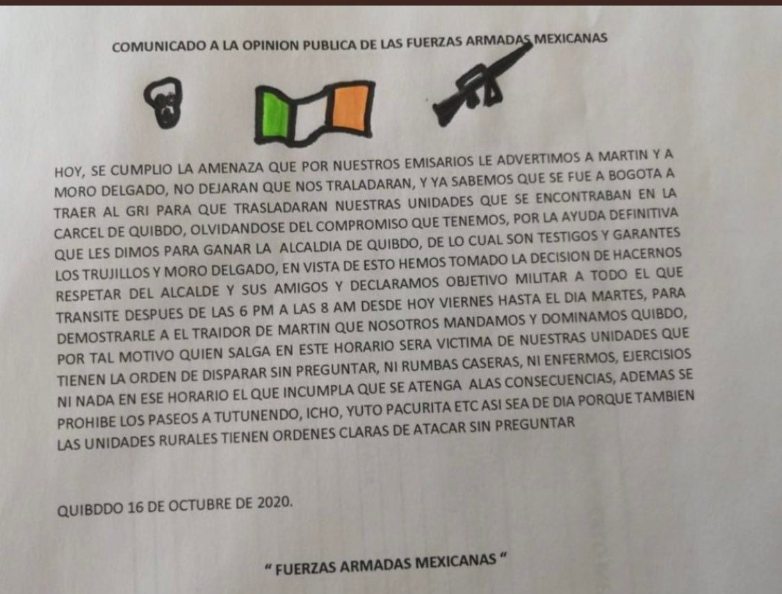 Temor en Qubdó por toque de queda ordenado por supuestas ‘Fuerzas Armadas Mexícanas’