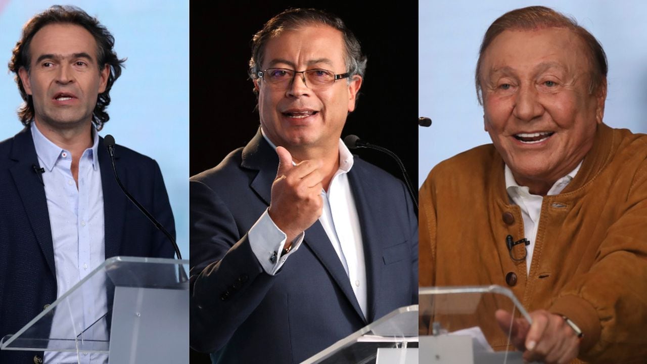Los candidatos Federico Gutiérrez, Gustavo Petro y Rodolfo Hernández