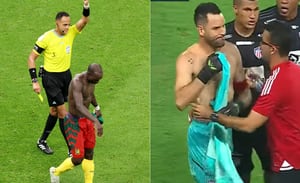 Jugador de Camerún fue expulsado por quitarse la camiseta.