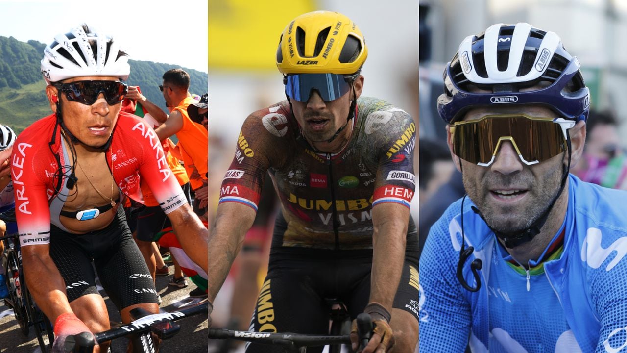 Nairo Quintana, Primoz Roglic y Alejandro Valverde. Foto: Getty Images/Michael Steele//AP/Daniel Cole//Getty Images/Sara Cavallini