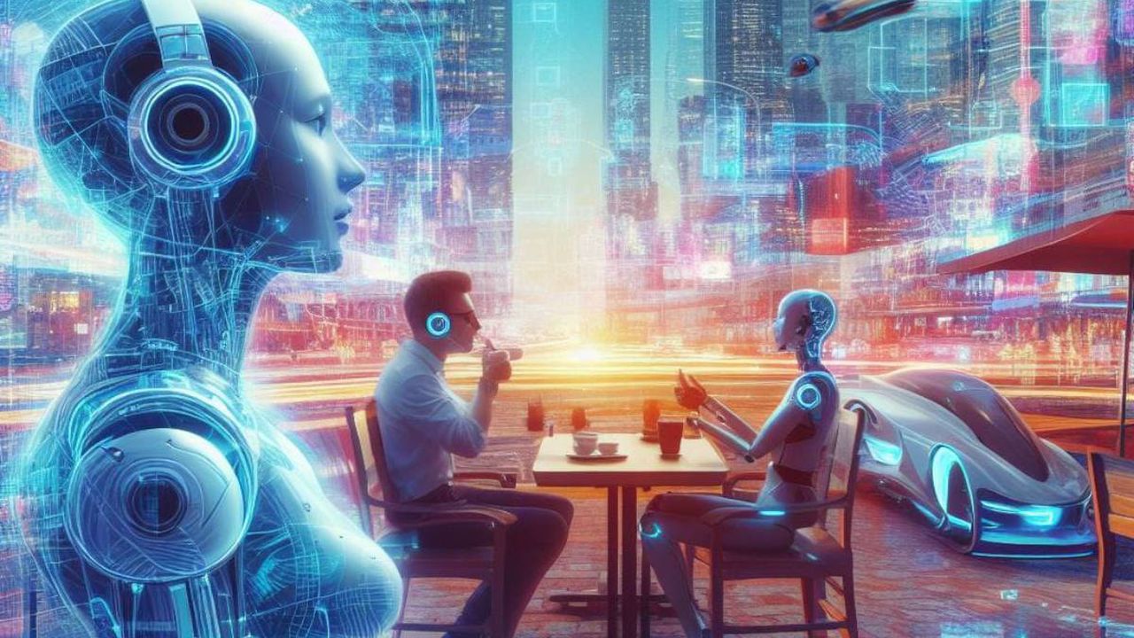 Ilustración creada con inteligencia artificial que muestra cómo sería la telepatía digital entre los seres humanos.