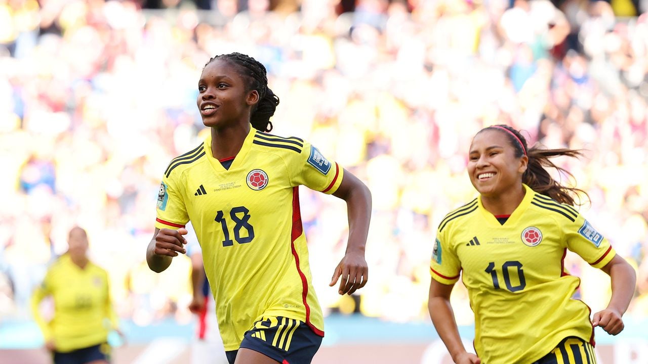 SYDNEY, AUSTRALIA - JULY 25: Linda Caicedo (L) of Colombia celebrates with teammate Leicy Santos (R) after scoring her team's second goal during the FIFA Women's World Cup Australia & New Zealand 2023 Group H match between Colombia and Korea Republic at Sydney Football Stadium on July 25, 2023 in Sydney, Australia. (Photo by Maddie Meyer - FIFA/FIFA via Getty Images)
