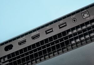Detail of the ports on a Microsoft Xbox One X home console, taken on October January 19, 2018. (Photo by Neil Godwin/T3 Magazine/Future via Getty Images)