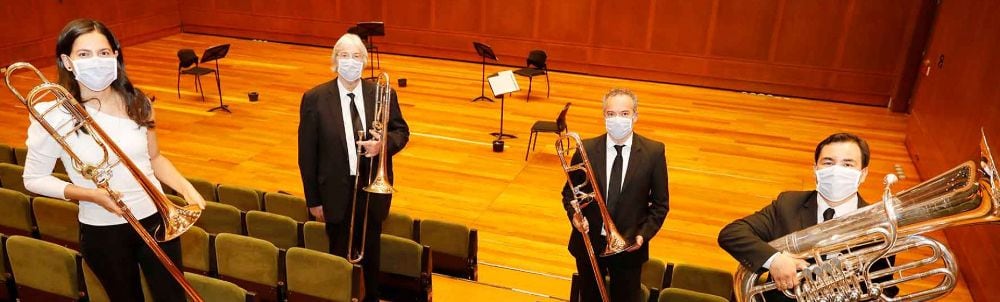 El cuarteto de trombones y tuba de la Orquesta Filarmónica de Bogotá se presentará en el Teatro Mayor Julio Mario Santo Domingo.