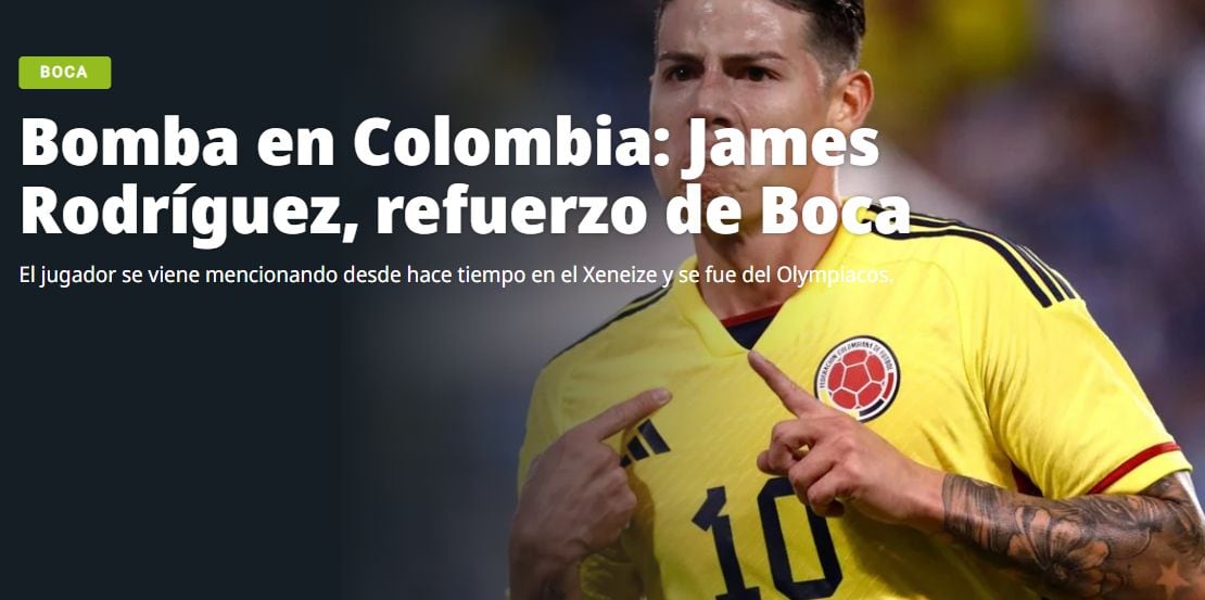 La portada de Olé sobre James Rodríguez