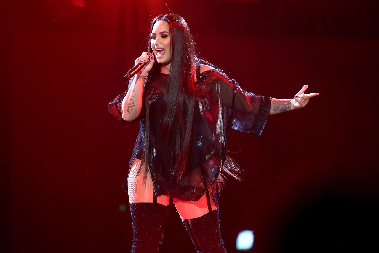 LONDON, ENGLAND - JUNE 25:  Demi Lovato performs live on stage at The O2 Arena on June 25, 2018 in London, England.  (Photo by Simone Joyner/Getty Images)