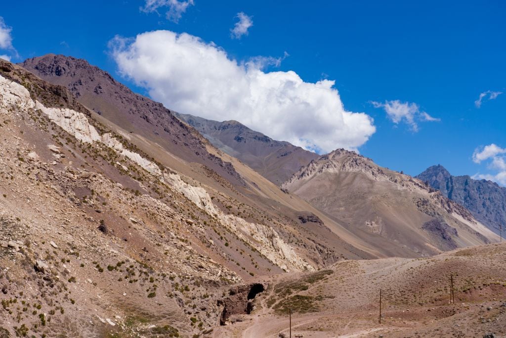 The Andes Mountains at Puente del Inca near the border with Chile. Mendoza Province, Argentina. (Photo by: Jon G. Fuller/VWPics/Universal Images Group via Getty Images)