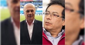 El comentarista deportivo Carlos Antonio Vélez y el senador Gustavo Petro