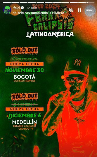 Nuevas fechas del concierto de Feid en Bogotá y Medellín