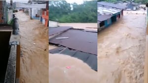 inundaciones en Bagadó, Chocó, este 12 de octubre.